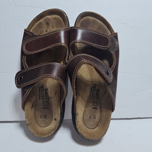 Naot Kate Brown Leathet Slide Wedge Sandals Size 39/ US 8 - Picture 1 of 10